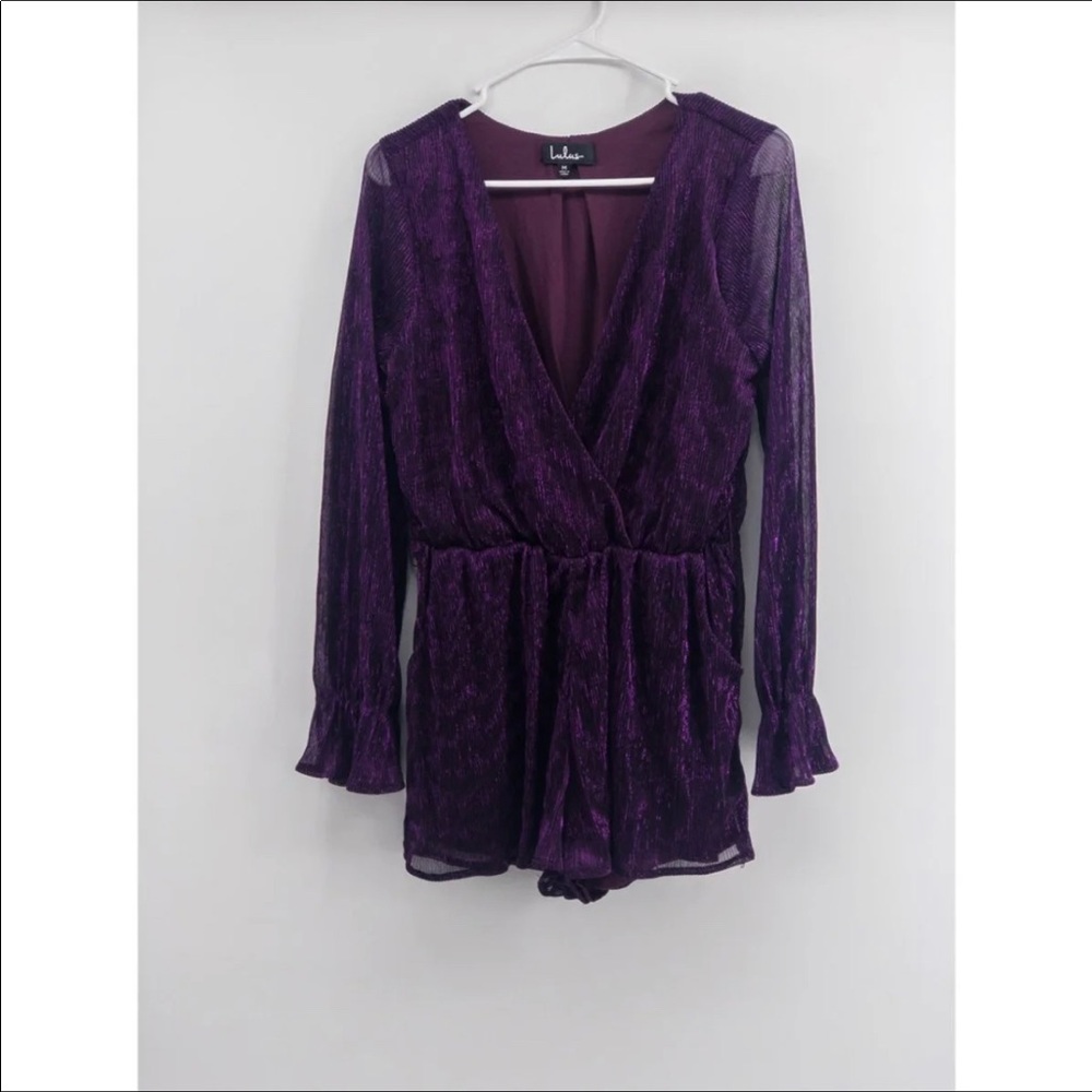 Lulus Wow Factor Metallic Surplice Romper